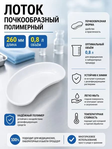 Лоток почкообразный полимерный 260мм (V 0,8 л.) ЛП-КМИЗ /Полимерные изделия