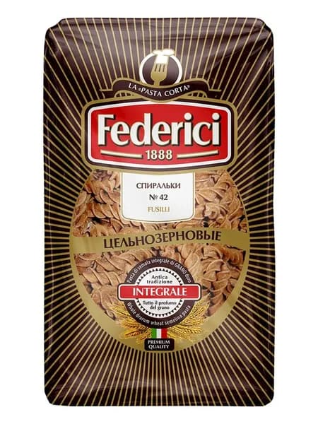 Макароны Federici спиральки №42 цельнозерновые, 400г