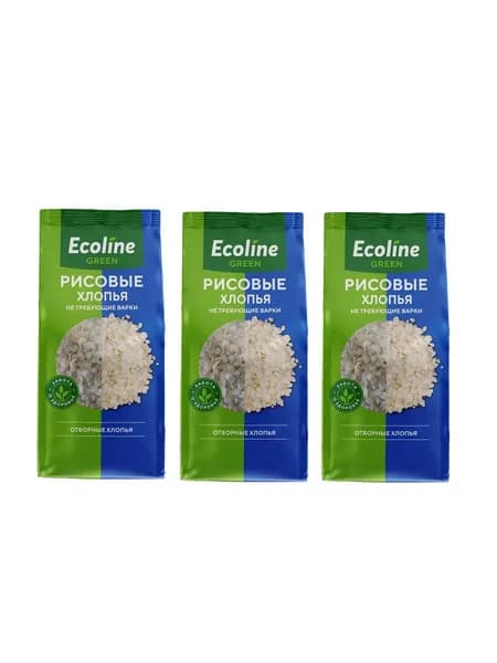 Эколайн Хлопья рисовые Green, 380 гр, 3 шт
