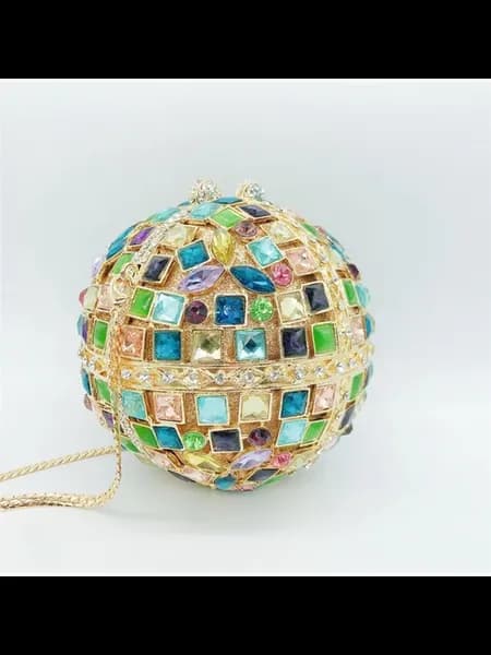 Клатч цветной с rhinestone бусами и овальным шаром