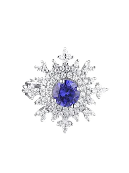 Брошь женская серебро 925 пробы с фианитами, снежинка, Fresh Jewelry
