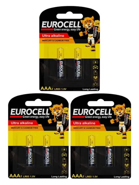 Набор батарейки EUROCELL ААА (3уп по 2шт) алкалиновые
