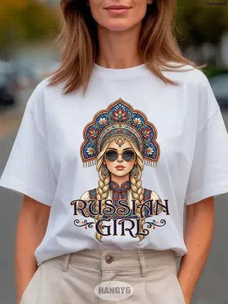 Термонаклейка для одежды, аппликация Russian Girl 26*20см