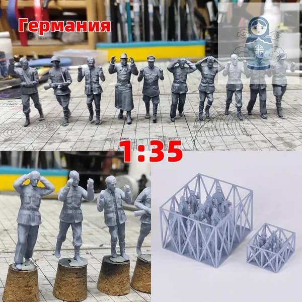 3Dпечать, фигурки солдат из смолы, немецкие модельнаборы, масштаб 135, неокрашенные, требуют самостоятельной сборки