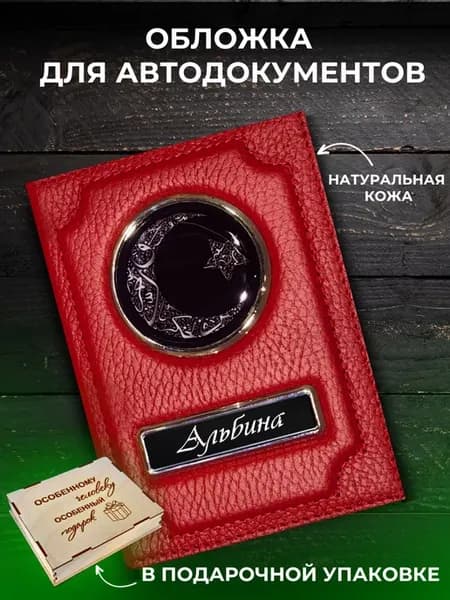 Обложка для автодокументов именная Альбина