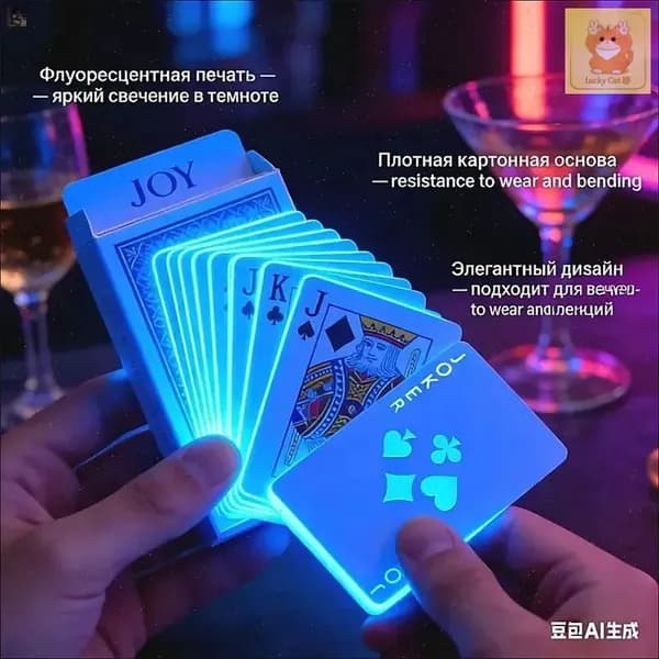 Флуоресцентные игральные карты 54 шт с УФ-свечением