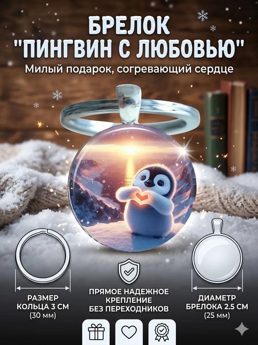 Брелок "Пингвин"-на сумку, рюкзак, ключи, телефон. Ваш талисман-подвеска для женщин, мужчин, девочек, мальчиков. Стильный аксессуар
