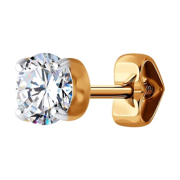 Одиночная серьга из золота DIAMANT-ONLINE с фианитом 585 пробы