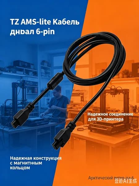 AMS 2m с магнитным кольцом-6-контактный тесть * 1 шт. удлинителя для 3D-принтера, длина кабеля составляет 2 метра