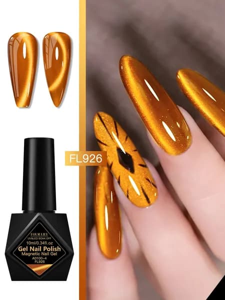 Кошачий глаз Магнитный гель-лак 10ml: золотистый блеск, мерцание, устойчивый эффект, легкое нанесение, для LED/UV ламп, дизайн ногтей