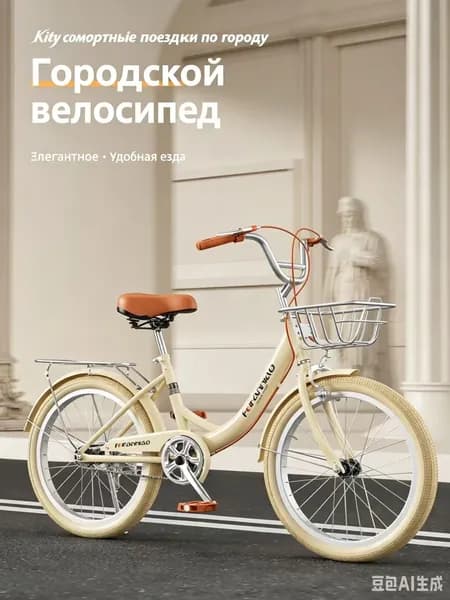 Велосипед Городской, Велосипед городской женский 26 дюймов легкий для взрослых, студентов, поездок на работу, складная рама из высокоуглеродистой стали, комфортное сиденье, полный набор аксессуаров в подарок