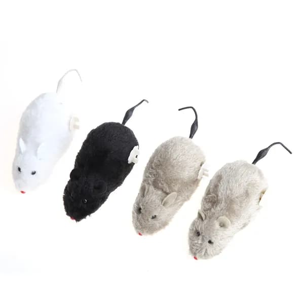Игрушка для кошек Заводная мышка из плюша и пластика, 15 см