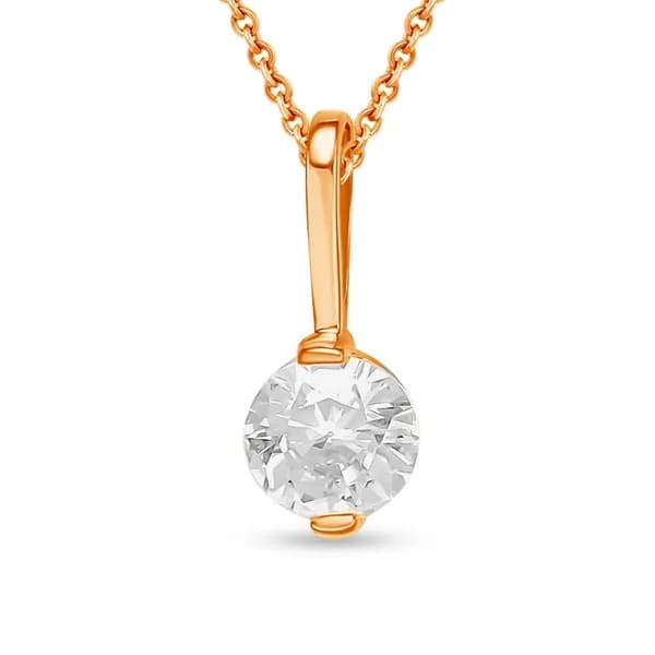 Подвеска на шею с фианитом из красного золота 375 пробы 585GOLD