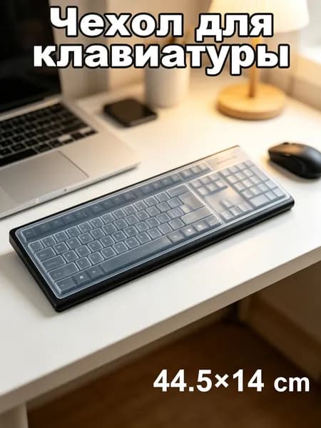 GJX Универсальная прозрачная водоотталкивающая силиконовая защита для клавиатуры от пыли, 17,5" x 5,5" для стандартных настольных ПК