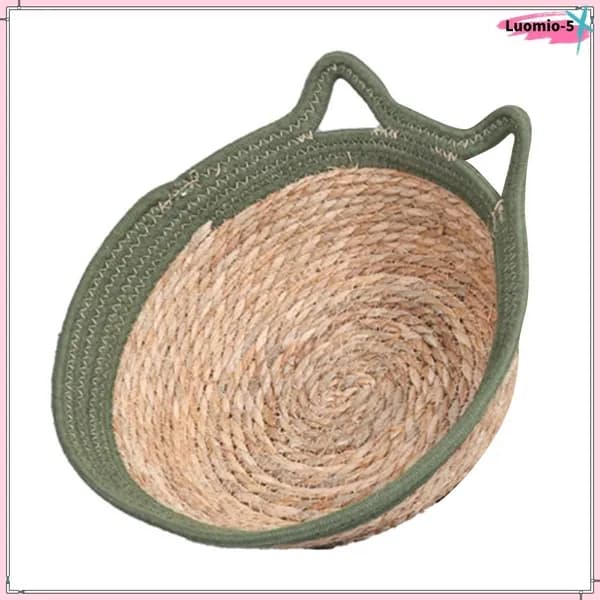 Тканое кошачье гнездо Маленький ротик 34 (подходит для домашних животных весом до 7 кг) армейские кошачьи ушки зеленого цвета плюс ватный диск