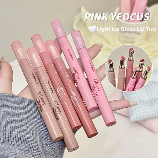 Блеск для губ PINKYFOCUS С Водянистым Блеском И Пухлым Эффектом, Не Липкий, Износостойкий Металлический Аппликатор