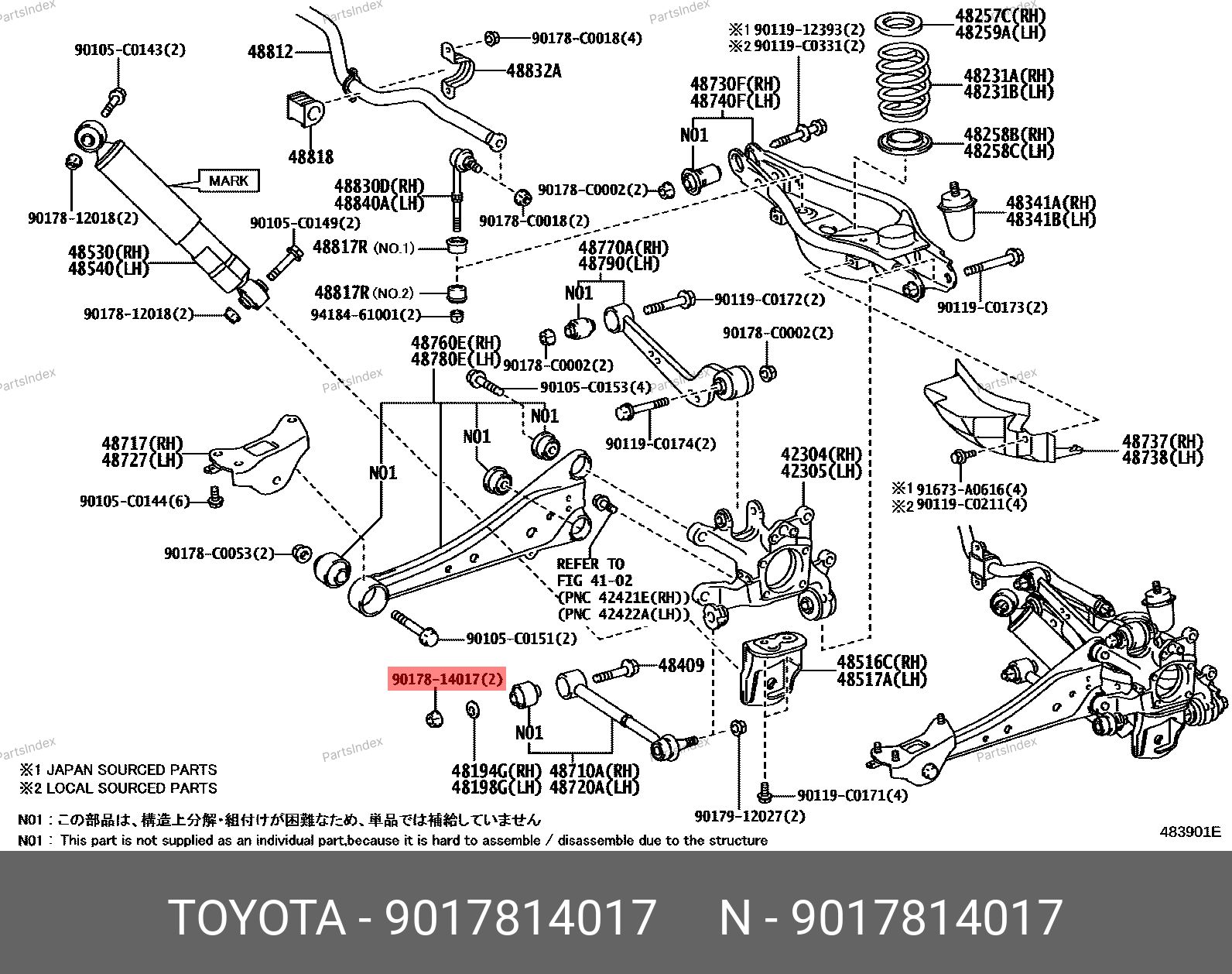 Гайка, TOYOTA 9017814017