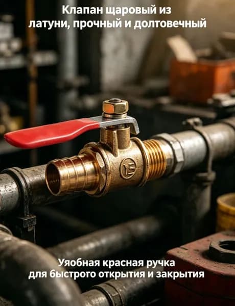 Латунный шаровой кран 10 мм x 1/4" с наружной резьбой, полнопроходной