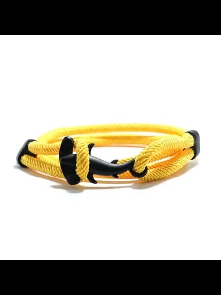 Желтый браслет Акула на шнуре, Black Yellow