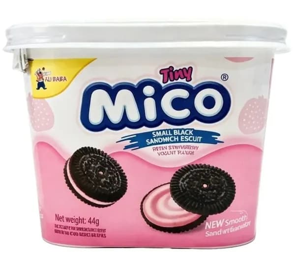 Печенье Tiny Mico Small Black Sandwich Fresh Strawberry Yogurt со вкусом клубники и йогурта 44 г
