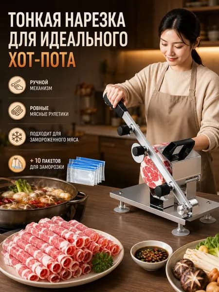 Ручная мясорезка из нержавеющей стали для нарезки замороженного мяса на рулеты для горячего горшка в комплекте