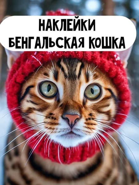 Набор наклеек стикеров Бенгальская кошка 16 штук