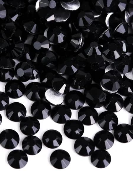 Jet black 1440 штук SS8 Стеклянные кристаллы, не горячефиксированные стразы, плоские камни для DIY-ногтевого искусства, декорирования ткани и одежды