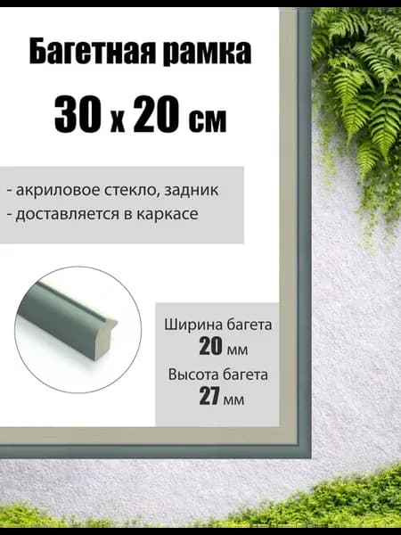 Рамка багетная для картин со стеклом 30 x 20 см, РБ-086