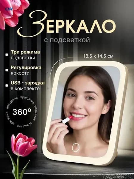 Зеркало гримерное, 14.5 см х 18.5 см, 1 шт