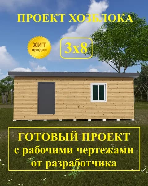 Проект хозблока 3х8 м.