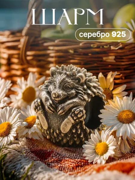 Шарм-подвеска Ёжик, серебро 925 пробы, Годослов славянский оберег, талисман