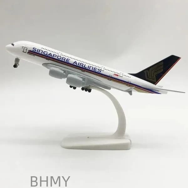 Металлическая модель самолета AIRBUS A380 SINGAPORE с шасси