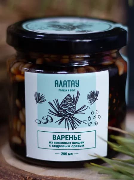 Варенье из сосновых шишек с кедровым орехом Алатау, 200 мл (260 гр), полезные сладости