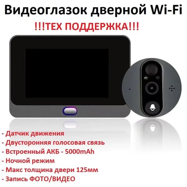 Беспроводной дверной видеоглазок wi-fi C500, с датчиком движения, угол обзора 140 градусов, TUYA, двусторонняя голосовая связь, инфракрасные датчики, домофон, умный дом