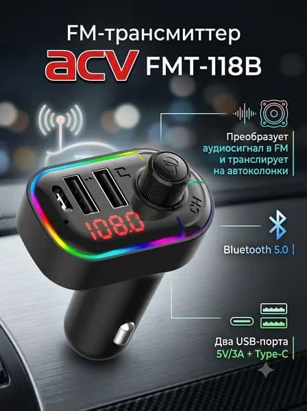 FM-трансмиттер (Bluetooth/USB) ACV FMT-118B