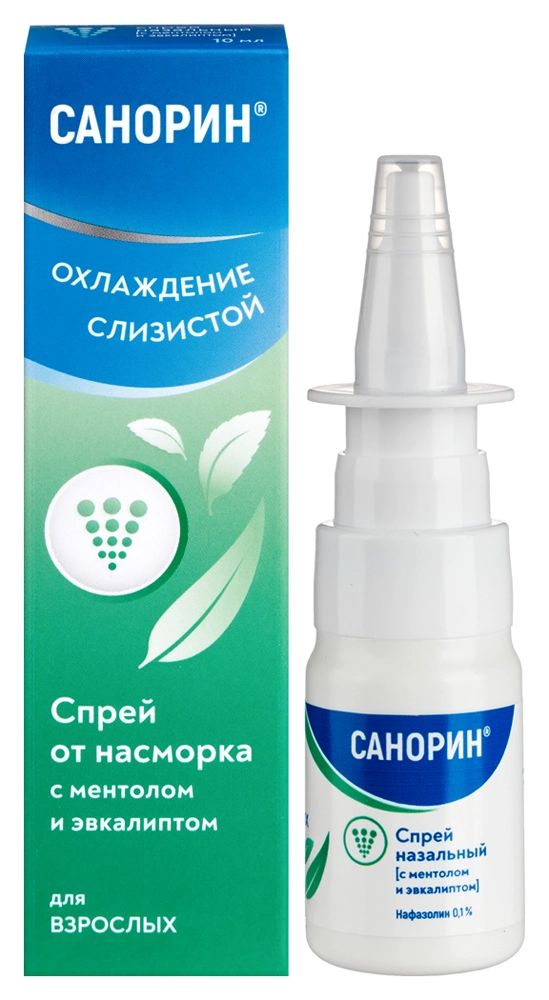Санорин, наз.спрей с ментолом и эвкалиптом 0.1% 10 мл флакон 1 шт.