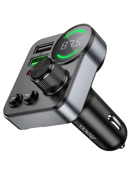 FM модулятор (трансмиттер) Hoco E86 Bluetooth 48W (2*USB + Type-C), PD30W+QC3.0, TF card, цвет черный