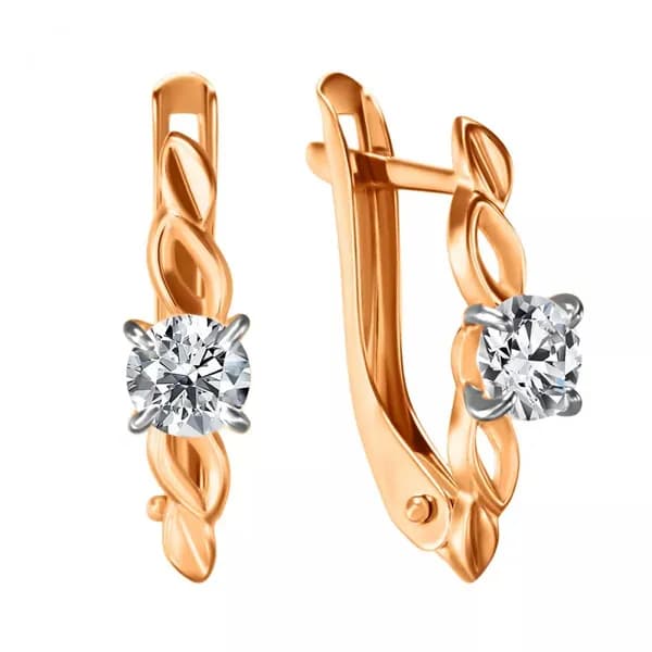 Золотые серьги 585, женские, с фианитом