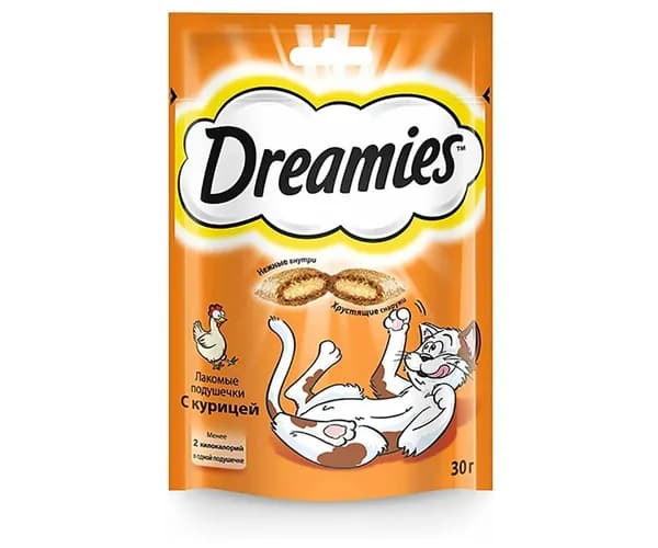 Лакомство подушечки Dreamies для кошек курица 30г