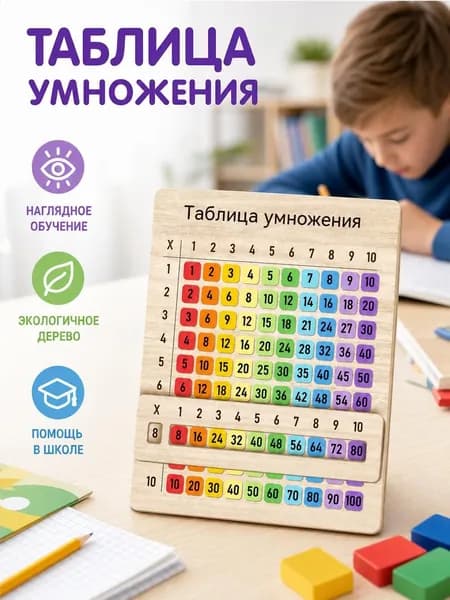 Обучающая деревянная доска Таблица умножения, развивающая математическая игрушка