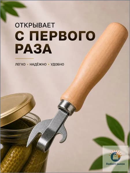 Открывалка 17 см дерево 1 шт бежевый