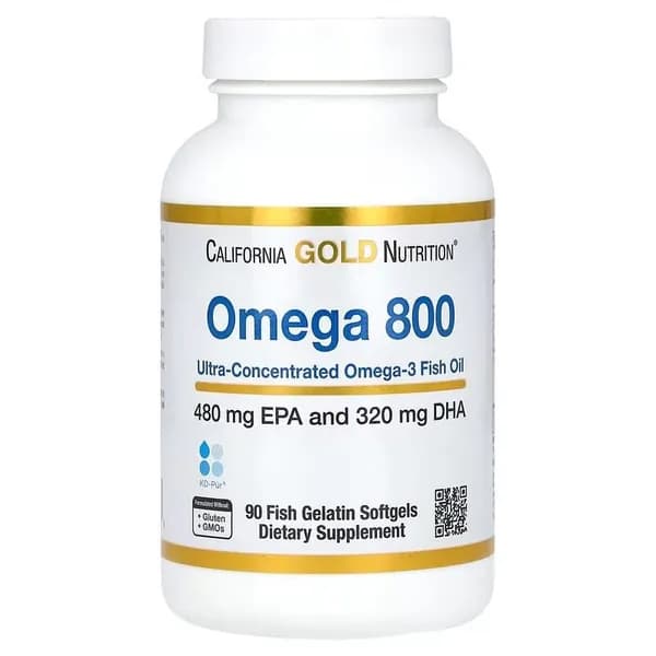 Omega 3 800 рыбий жир фармацевтической степени чистоты 80 % ЭПК/ДГК, 1000 мг California GOLD Nutrition 90 шт./ Омега 3 Калифорния Голд нутришн/мягкие желатиновые капсулы премиального качества