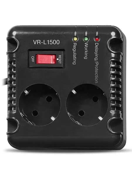 Стабилизатор напряжения автоматический VR-L1500 AVR 1500 ВА черный, 500 Вт, 2 евро розетки