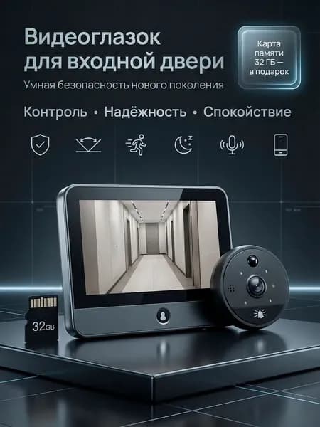 Видеоглазок для входной двери с записью и датчиком движения