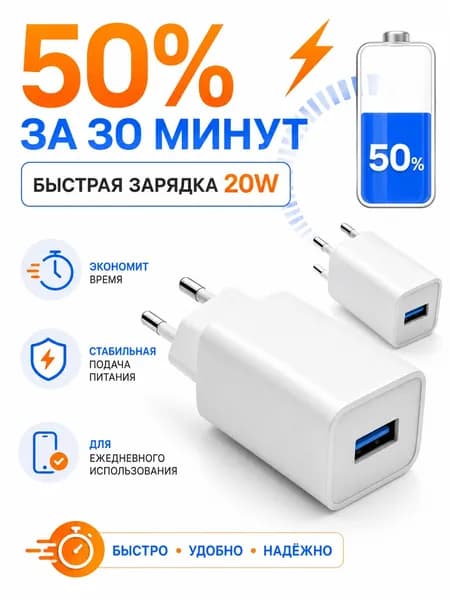 JUEYAN 2 шт Зарядные устройства с EU-вилкой, быстрая зарядка, USB-A порт, для нескольких устройств, сверхлегкие 36г, бе