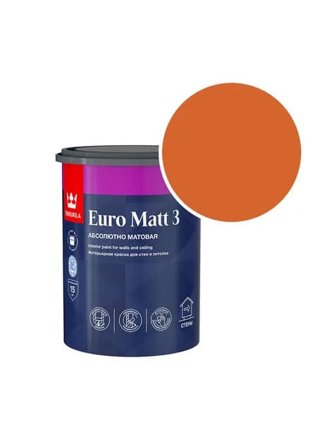 Краска интерьерная Tikkurila/Tikkivala Euro Matt 3 RAL 2010 (Сигнальный оранжевый - Signal orange) 0,9 л