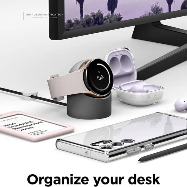 Беспроводная зарядка для Galaxy Watch 5/5 Pro с силиконовой подставкой и органайзером кабеля
