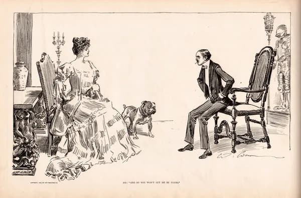 Гравюра 1906 года. Отказ ухажеру