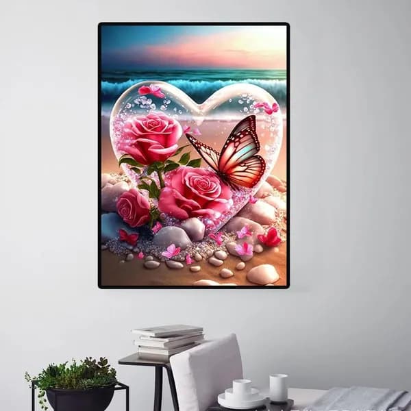 Алмазная мозаика холст на подрамнике 40x30 "Хрустальная роза любви" / алмазная вышивка