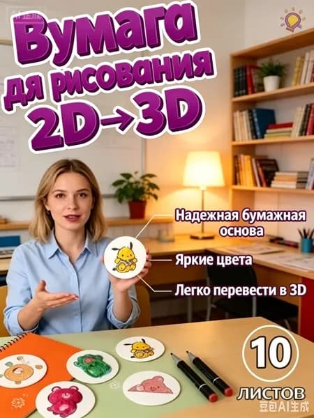 3д бумага для рисования для детей, креативная три д бумага для рисования водой, подарок для детей на Новый год, безопасна и нетоксична для творчества,10шт 3D бумажная